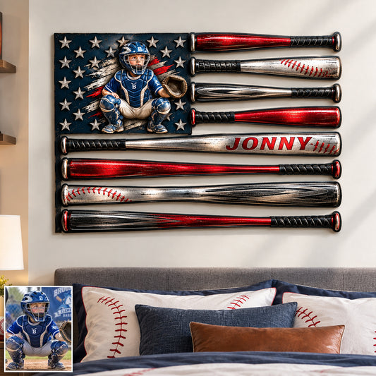 Club de Baseball USA - Panneau Métallique Découpé Personnalisé Imprimé en 3D