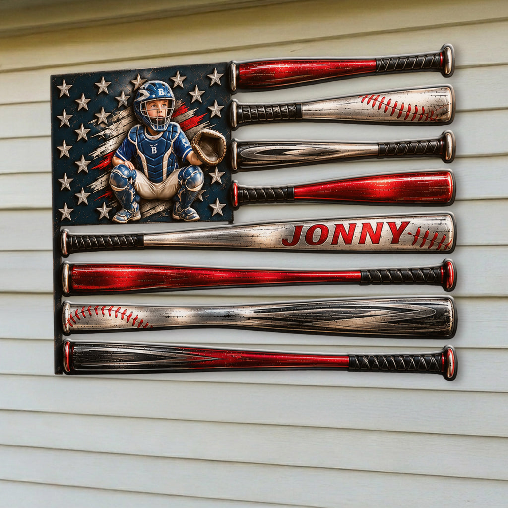 USA Baseball Club - Personalized Baseball 3D Printed Cut Metal Sign