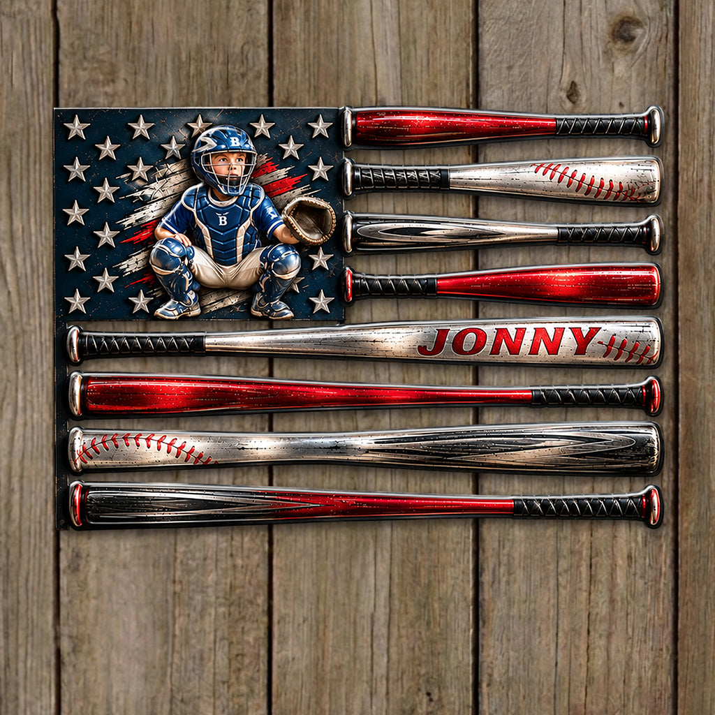 USA Baseball Club - Personalized Baseball 3D Printed Cut Metal Sign