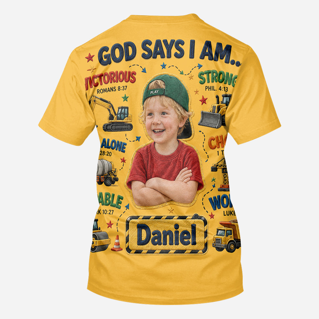 God Says I Am - Personalized Kid All Over Shirt