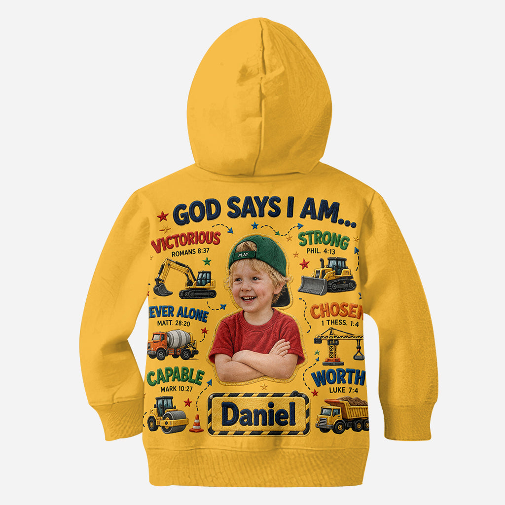 God Says I Am - Personalized Kid All Over Shirt