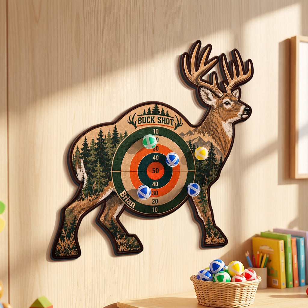 Buck Shot - Personalized Hunting Sticky Ball Dart Board Set