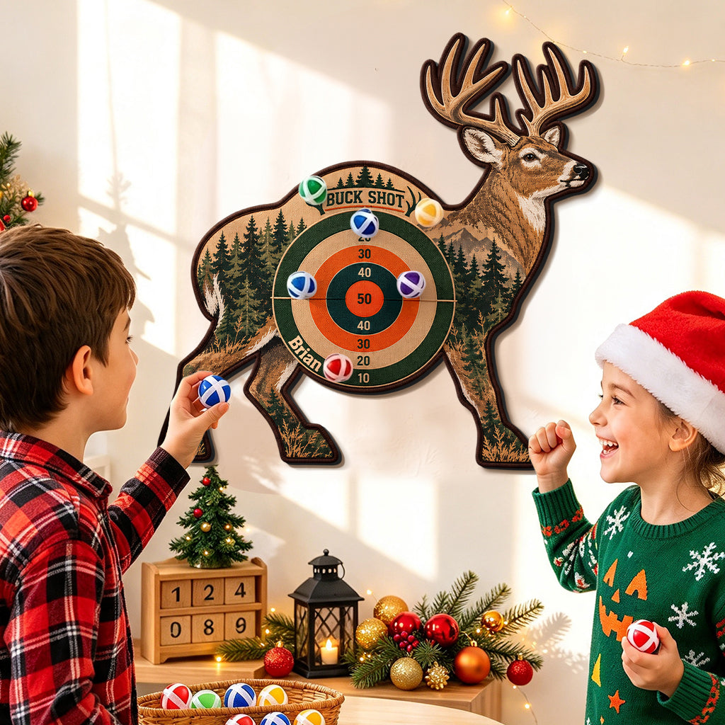 Buck Shot - Personalized Hunting Sticky Ball Dart Board Set