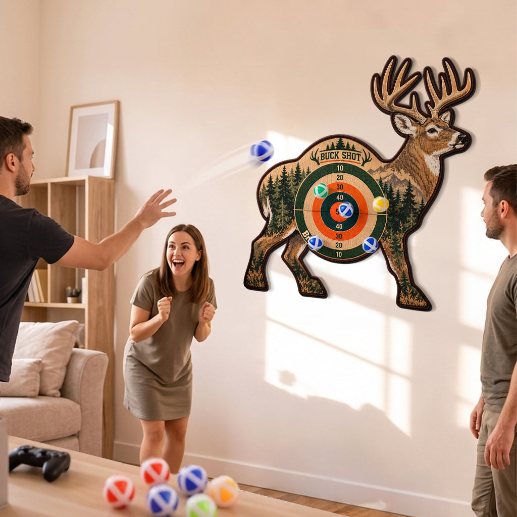 Buck Shot - Personalized Hunting Sticky Ball Dart Board Set