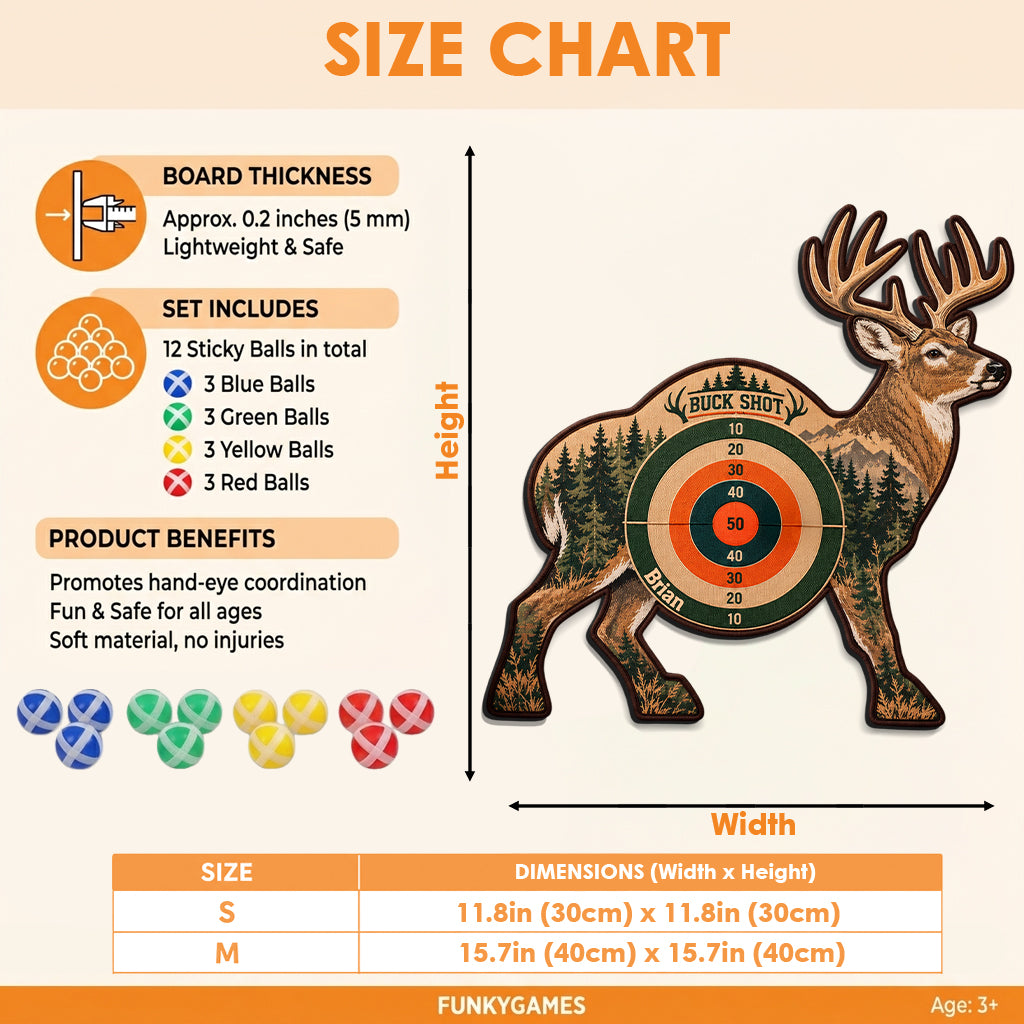 Buck Shot - Personalized Hunting Sticky Ball Dart Board Set