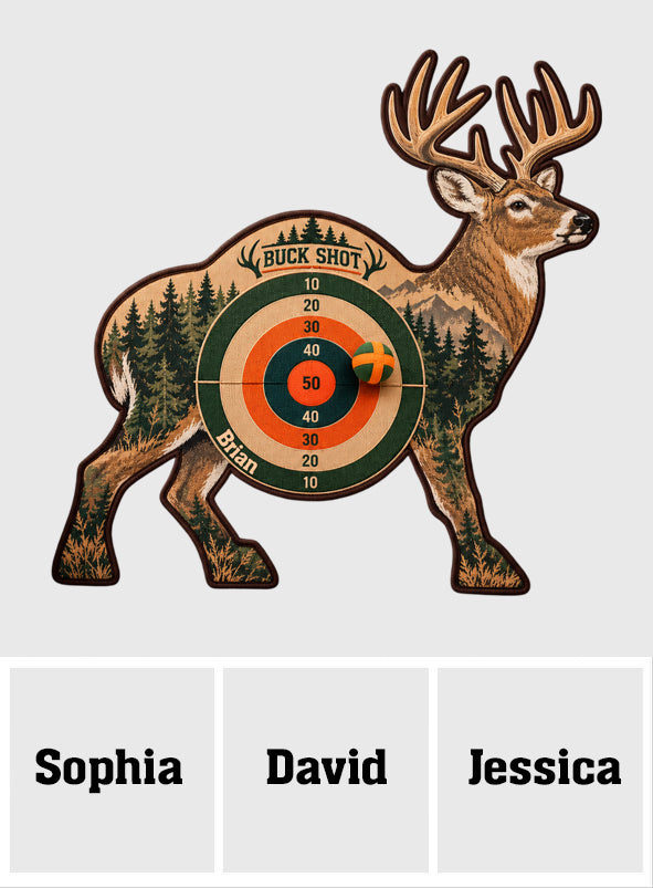 Buck Shot - Personalized Hunting Sticky Ball Dart Board Set