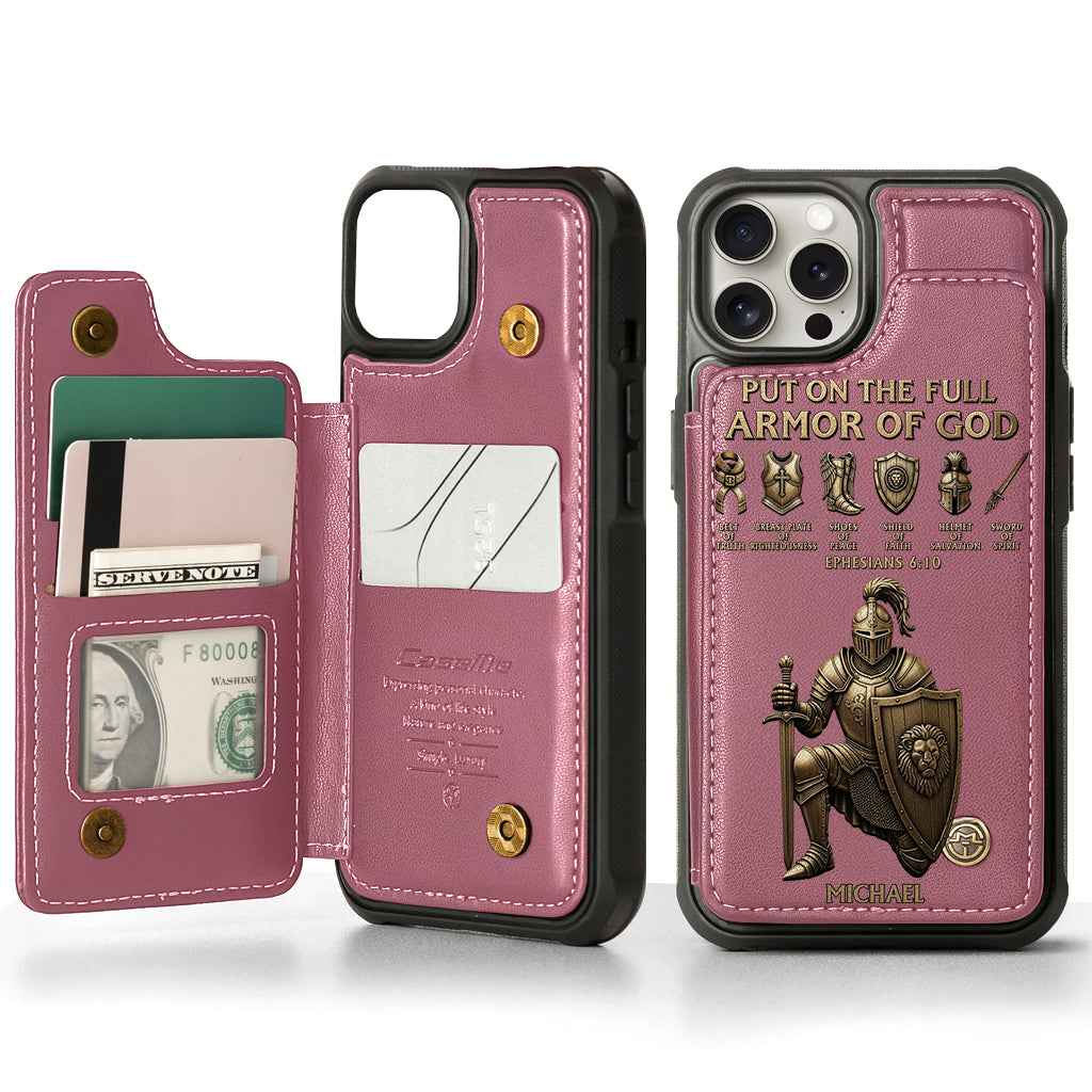 Revêtez l'armure complète de Dieu - Étui portefeuille chrétien personnalisé pour téléphone
