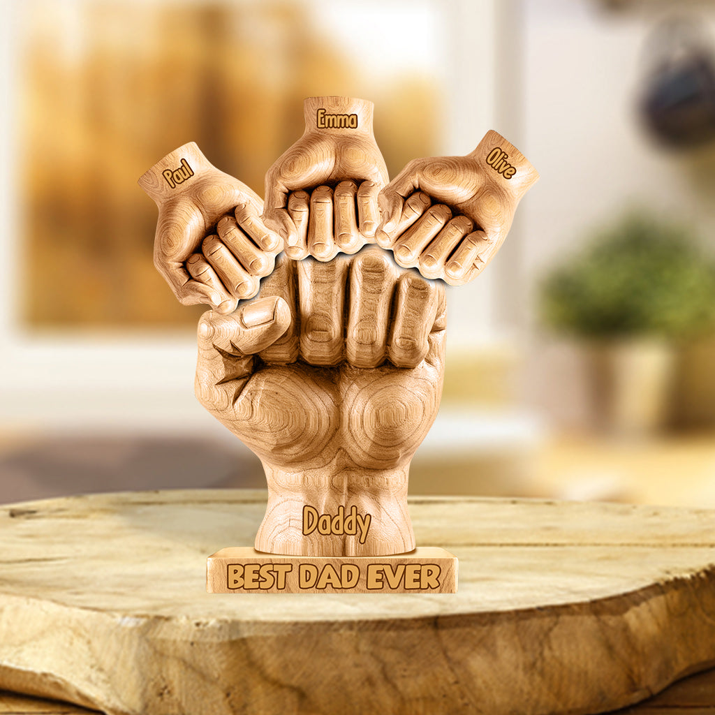 Meilleur papa du monde - Plaque acrylique personnalisée « Papa » en forme de papa