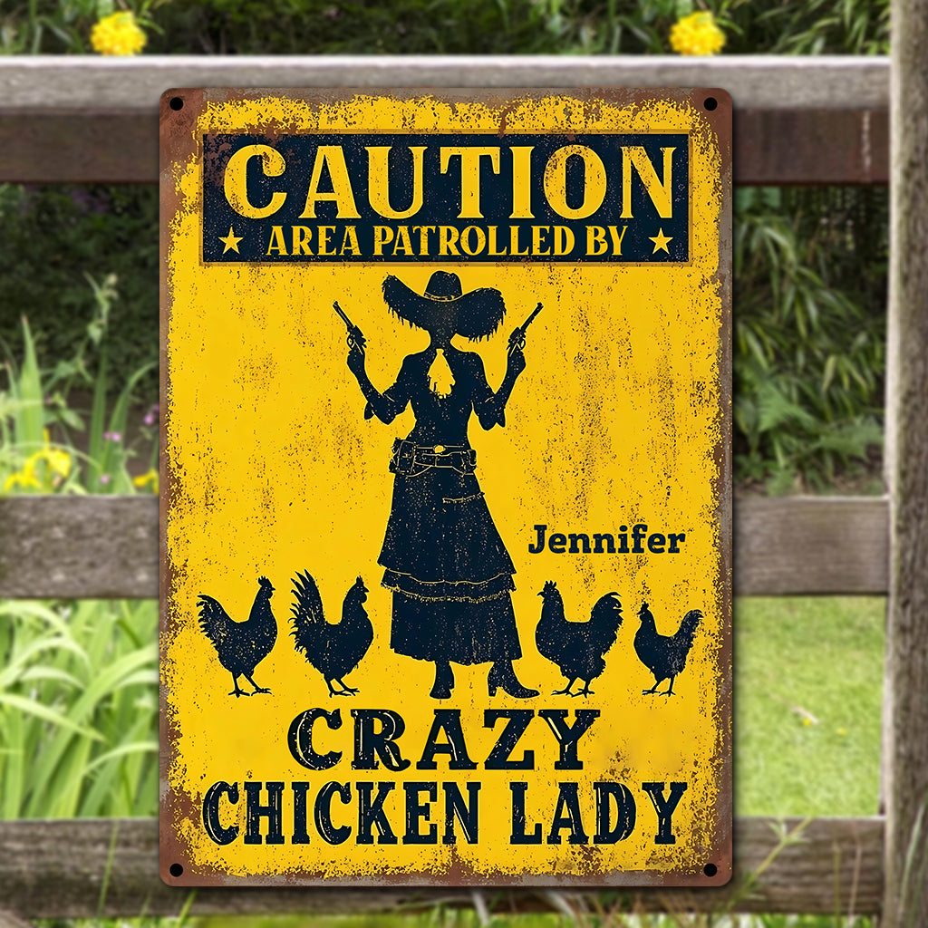 Crazy Chicken Lady - Personalized Chicken Rectangle Metal Sign