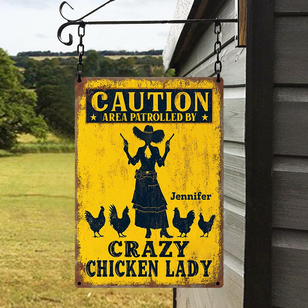 Crazy Chicken Lady - Personalized Chicken Rectangle Metal Sign