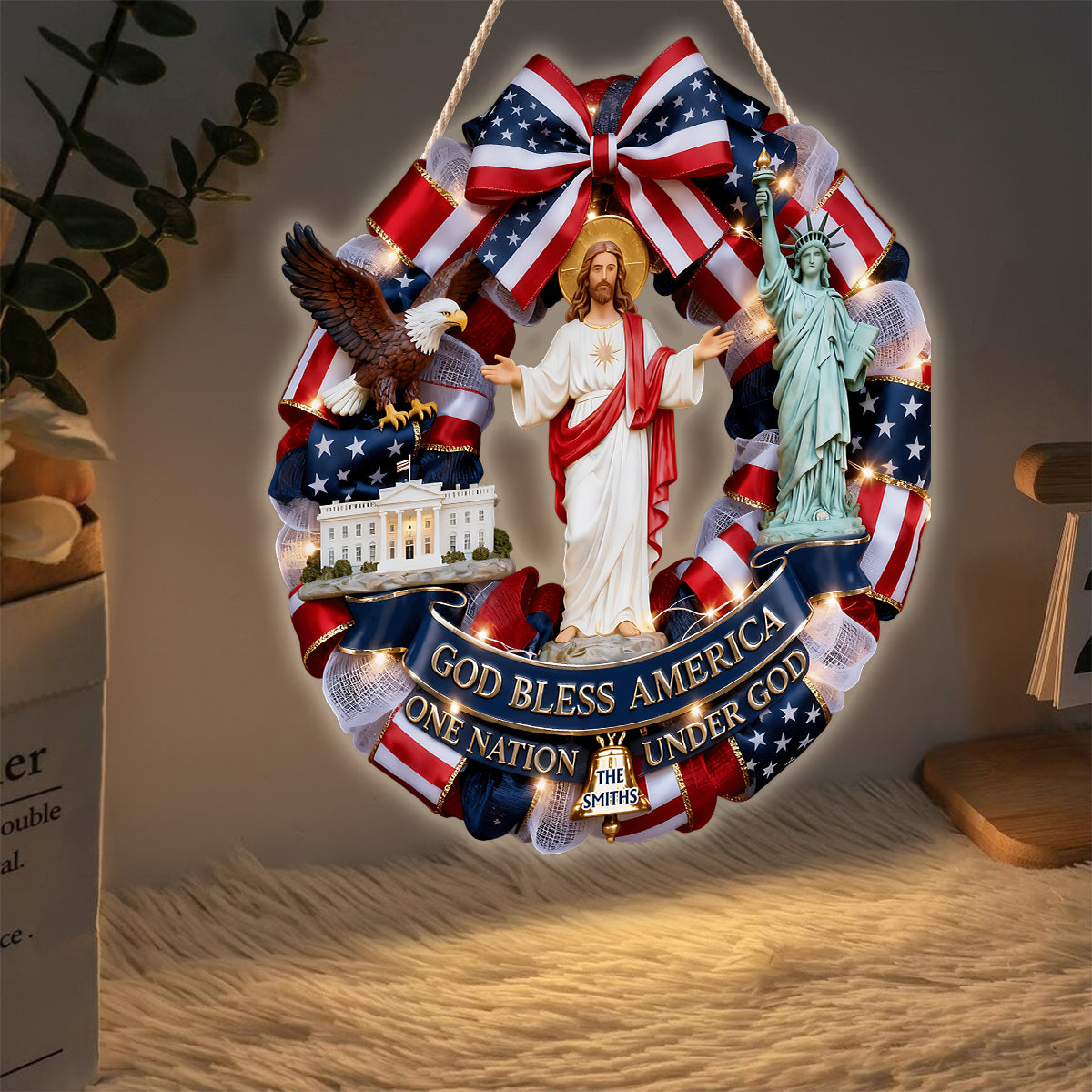 God Bless America - Personalized Patriot LED Light Acrylic Sign