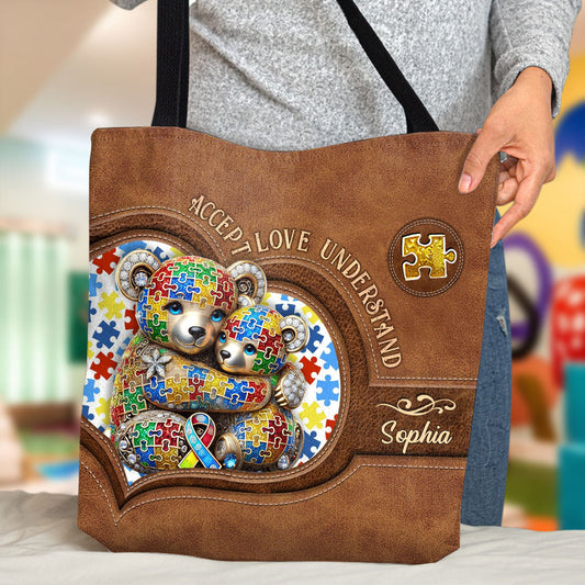 Accepter, aimer, comprendre - Sac fourre-tout personnalisé pour la sensibilisation à l'autisme
