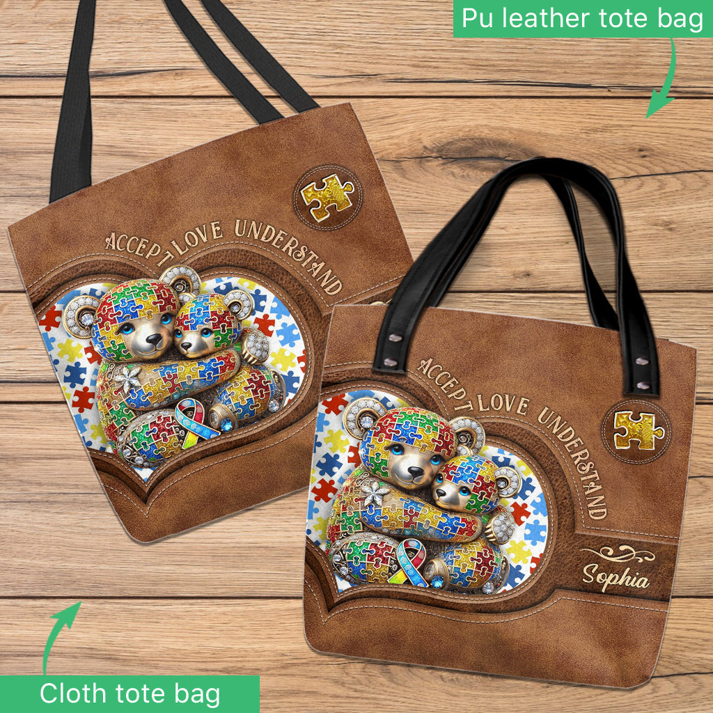 Accepter, aimer, comprendre - Sac fourre-tout personnalisé pour la sensibilisation à l'autisme
