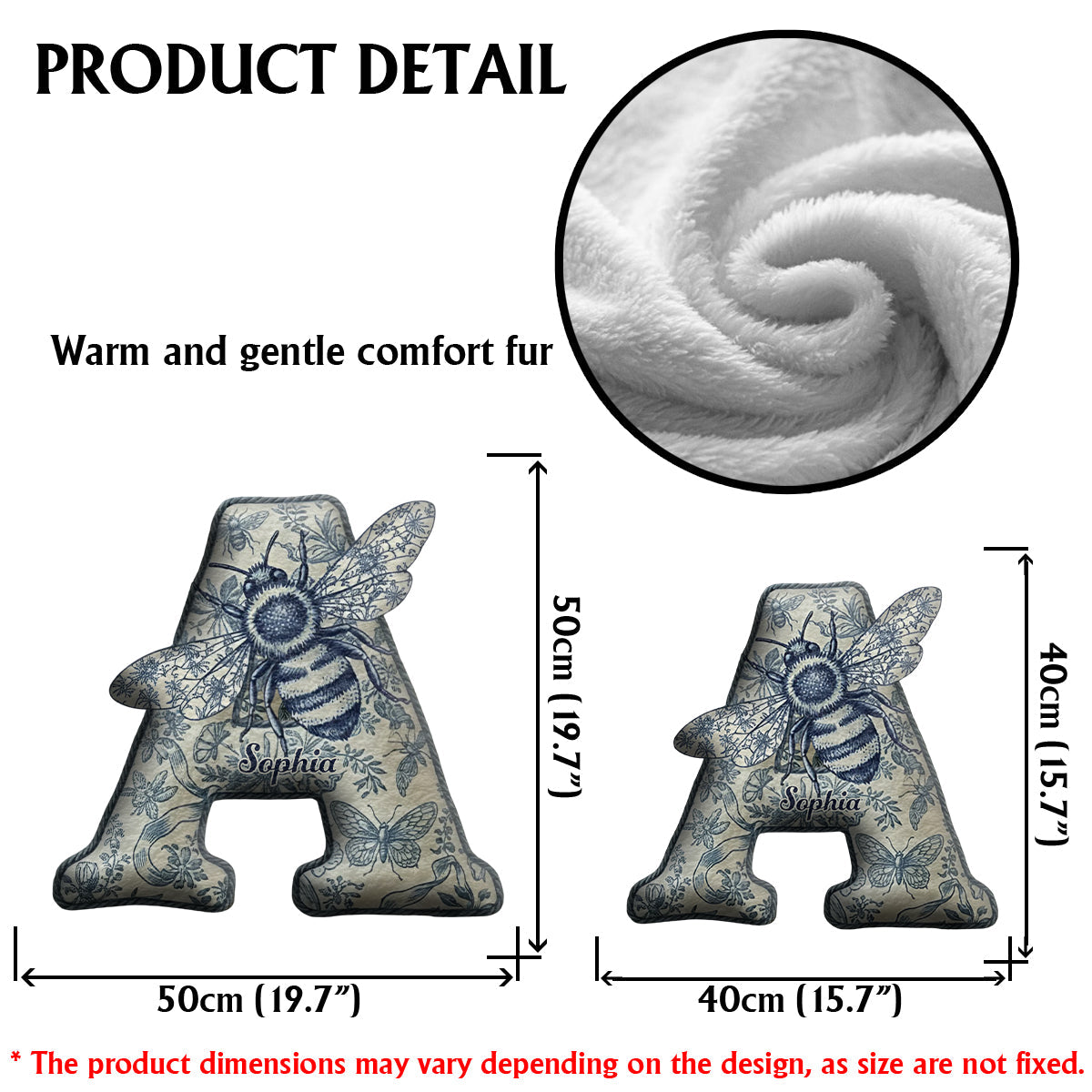 Coussin personnalisé en fausse fourrure abeille Toile De Jouy