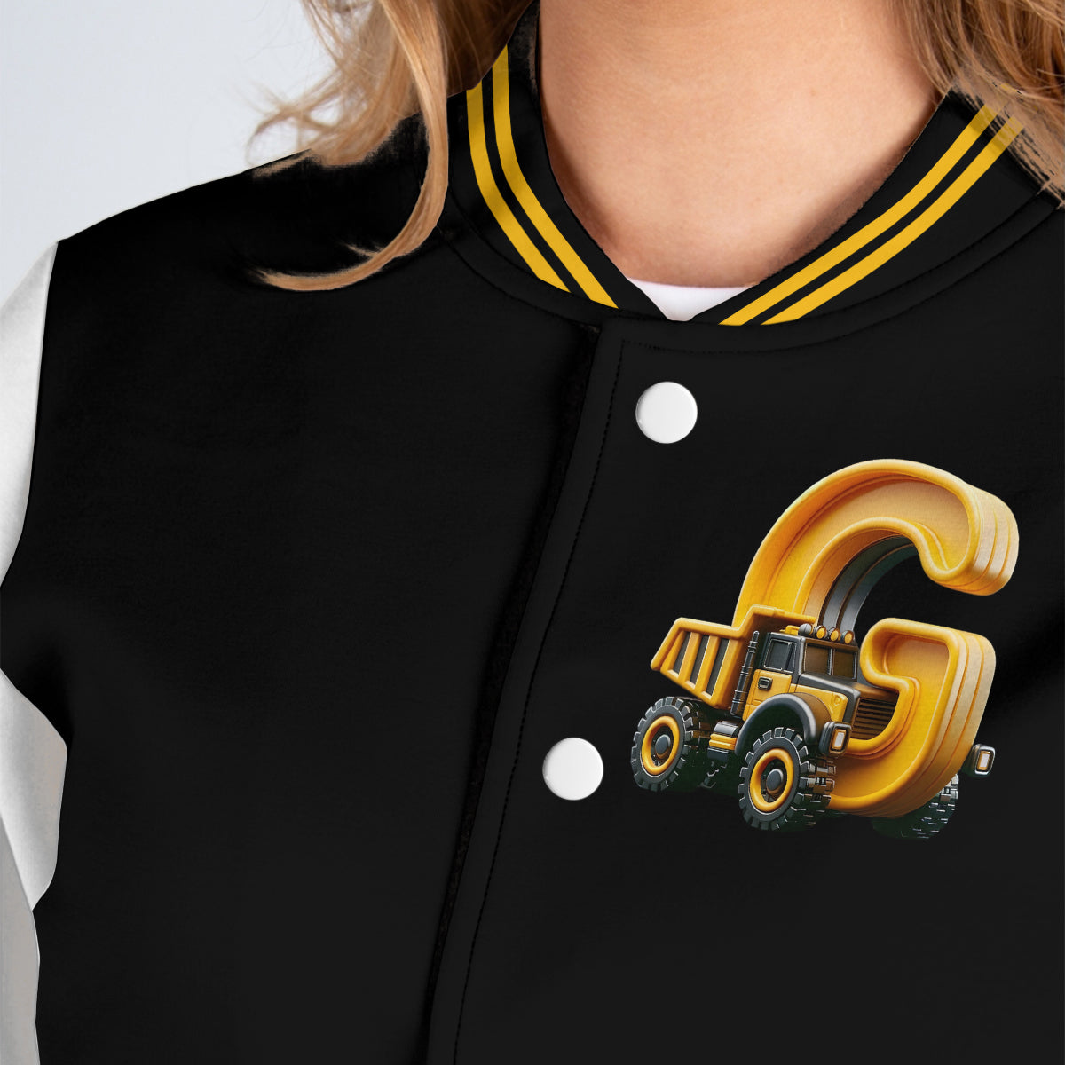 Véhicules de construction initiaux pour garçons et filles - Veste universitaire personnalisée pour enfants