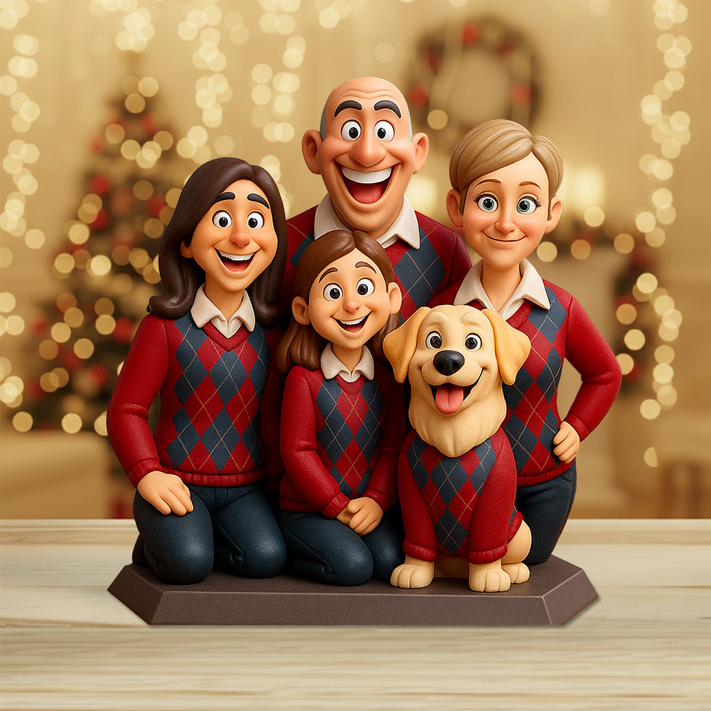 Funny Gift Cartoonish Exaggerated Mascot Style - Personalized Family Custom Shaped Acrylic Plaque