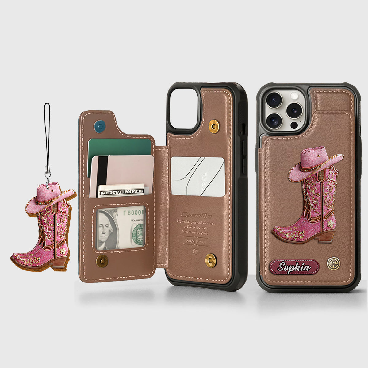 Western Spirit - Étui portefeuille personnalisé pour téléphone, style cowgirl