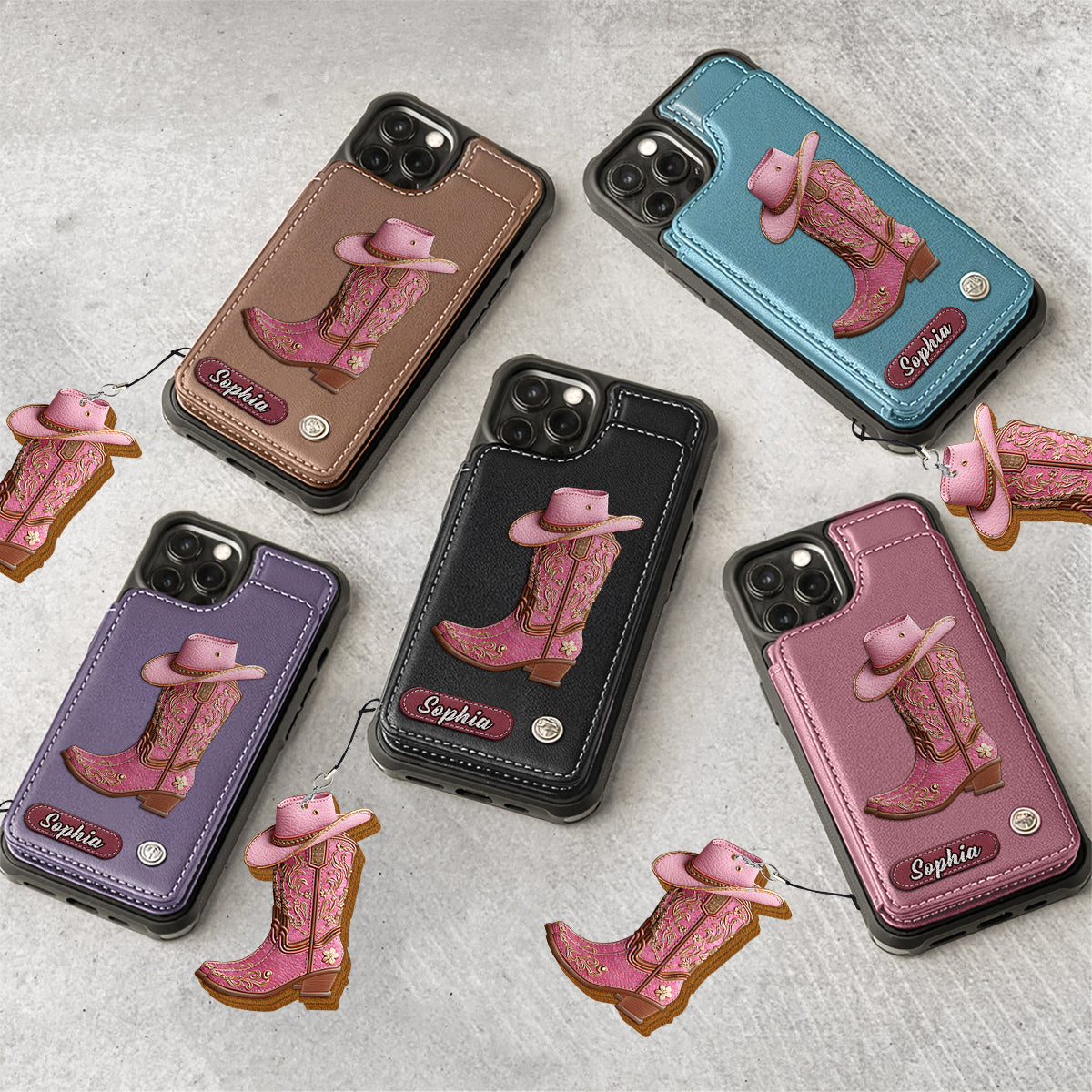 Western Spirit - Étui portefeuille personnalisé pour téléphone, style cowgirl