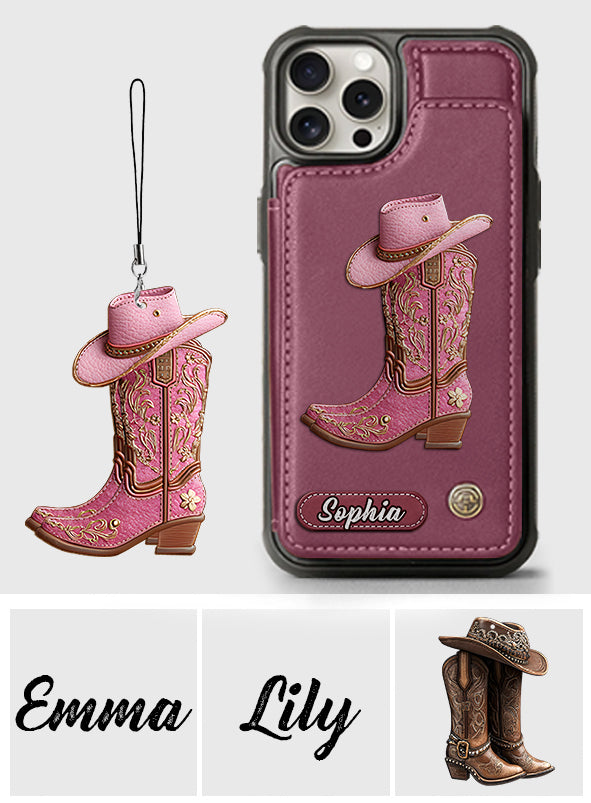 Western Spirit - Étui portefeuille personnalisé pour téléphone, style cowgirl