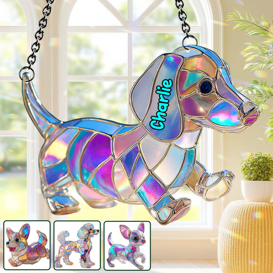 J'aime mon chien - Décoration attrape-soleil personnalisée à suspendre à la fenêtre 