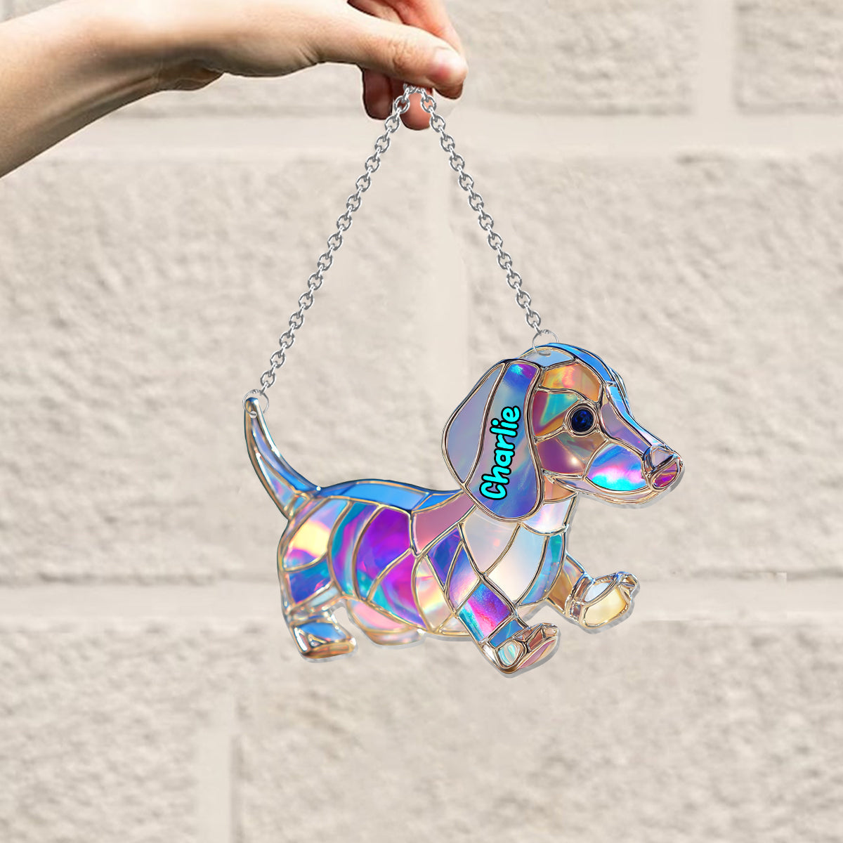 J'aime mon chien - Décoration attrape-soleil personnalisée à suspendre à la fenêtre 