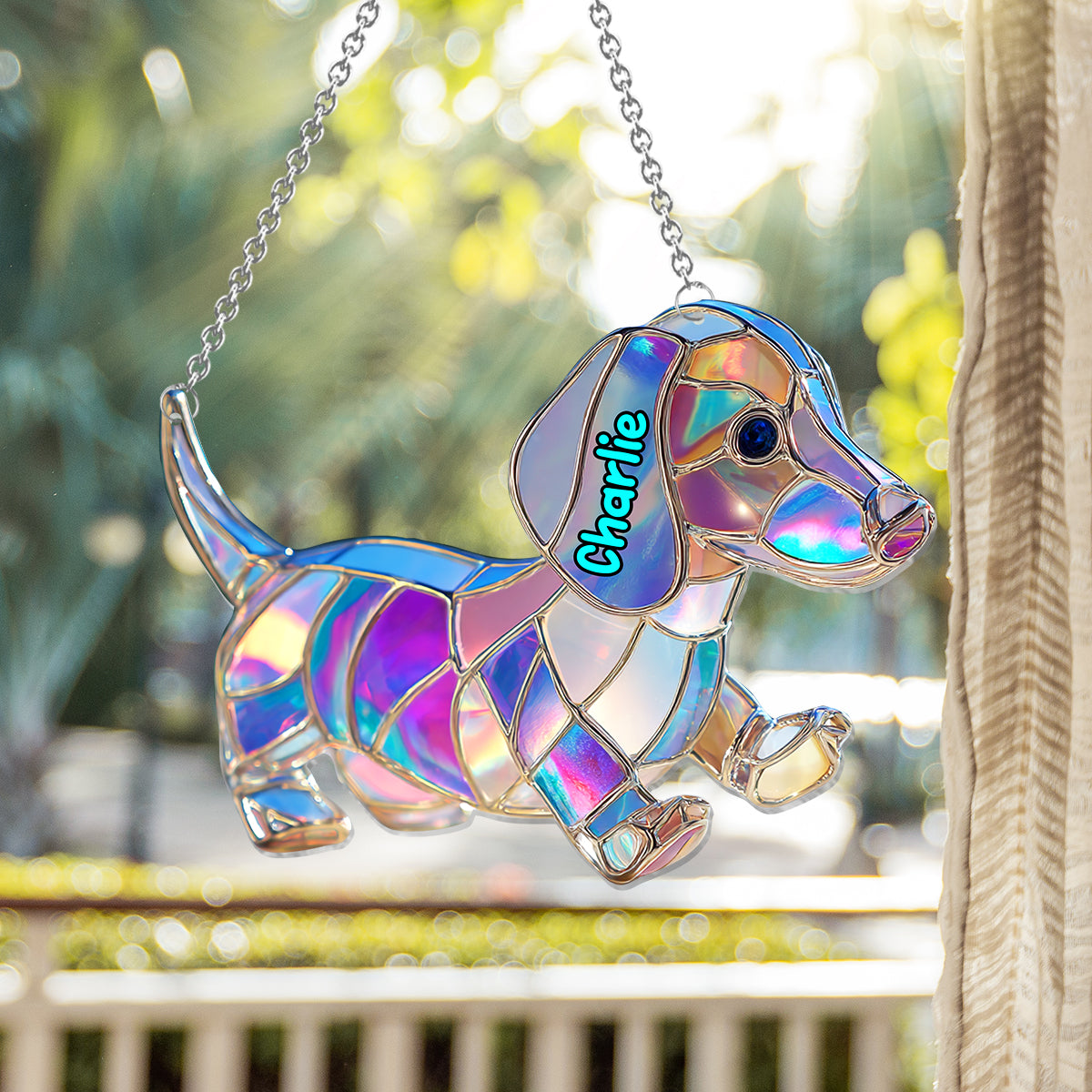 J'aime mon chien - Décoration attrape-soleil personnalisée à suspendre à la fenêtre 