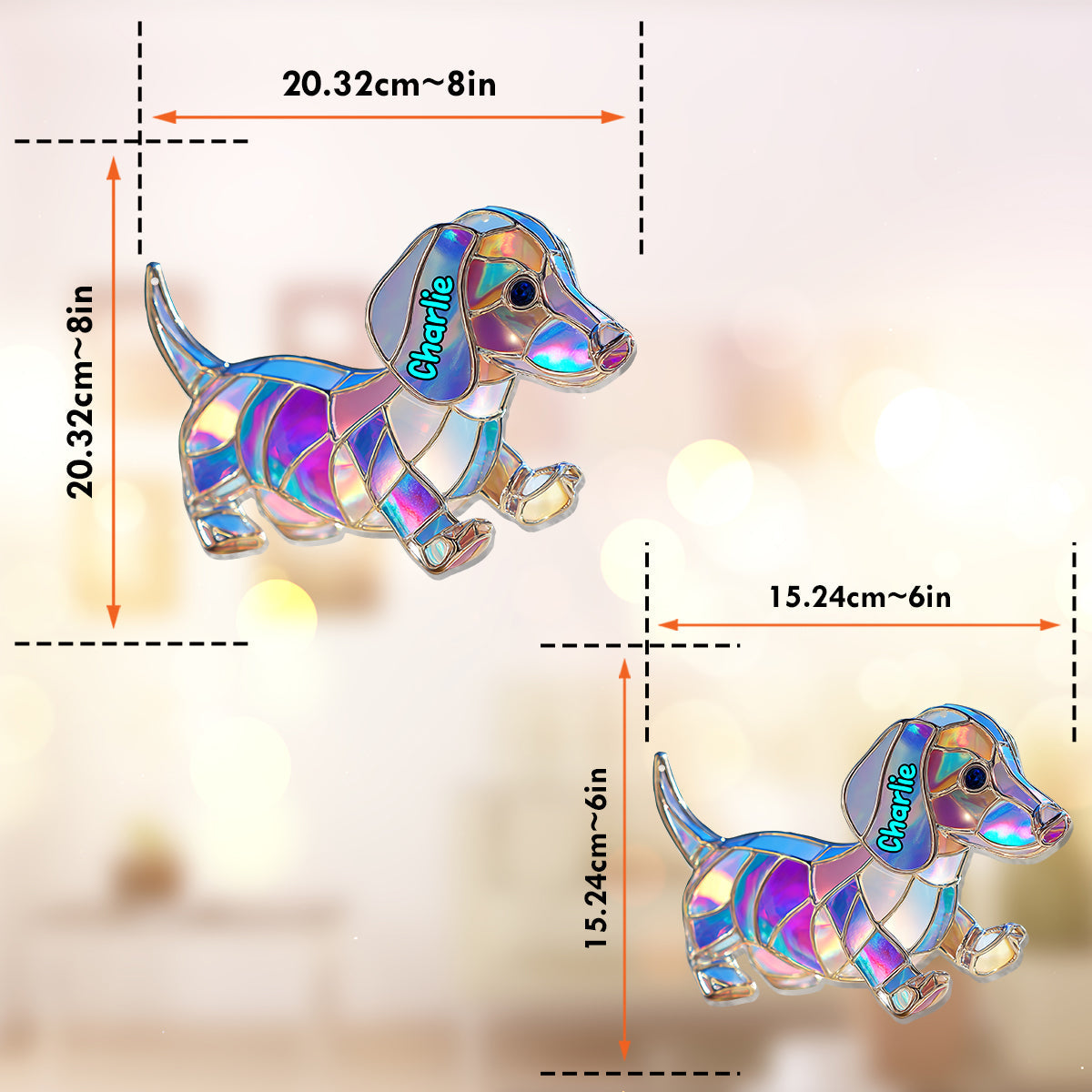 J'aime mon chien - Décoration attrape-soleil personnalisée à suspendre à la fenêtre 