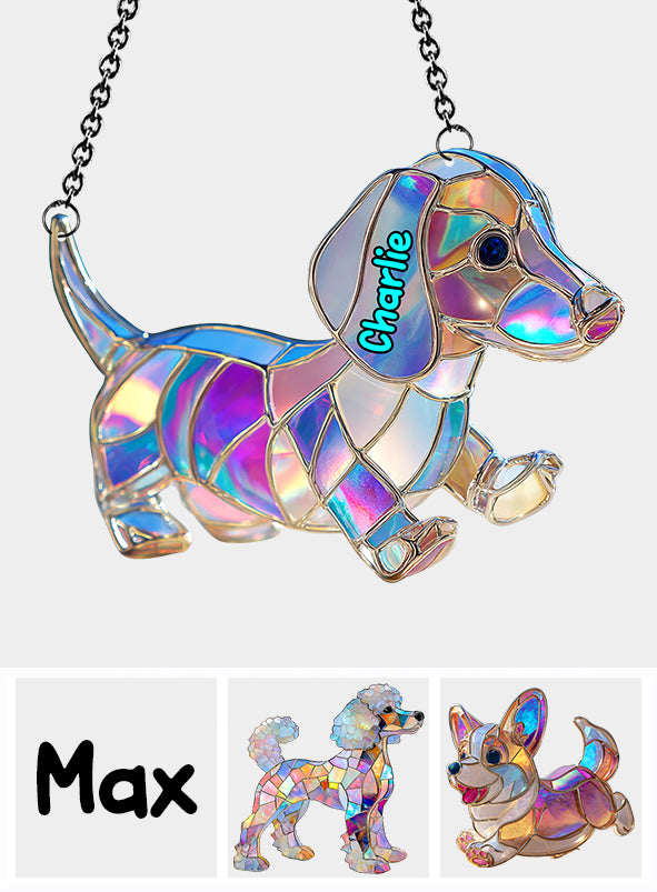 J'aime mon chien - Décoration attrape-soleil personnalisée à suspendre à la fenêtre 