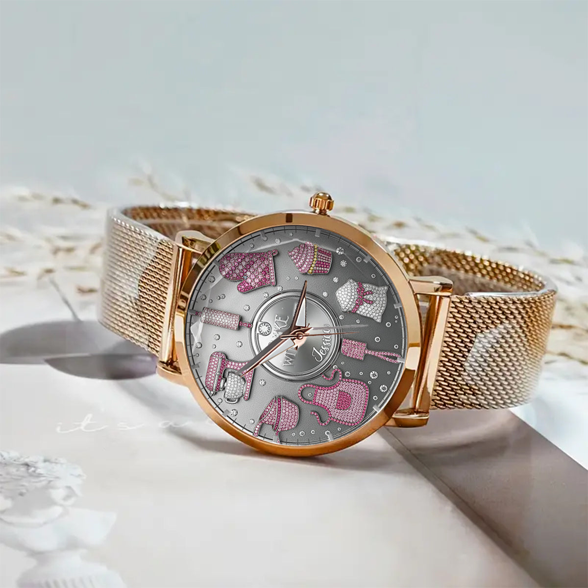 Bake With Love - Montre-bracelet personnalisée pour femmes pâtissières