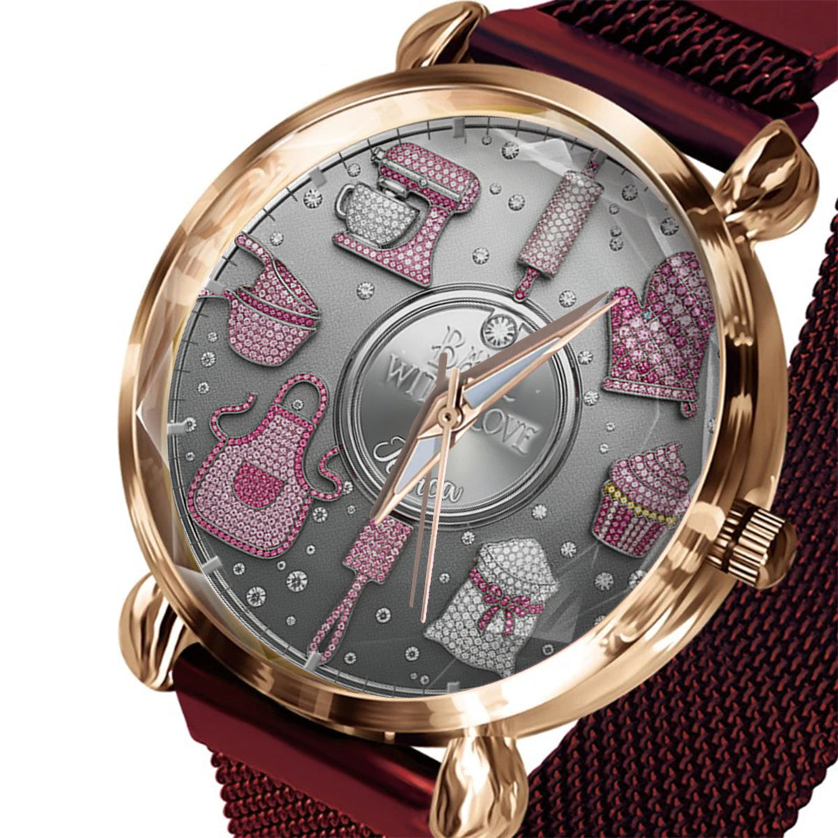 Bake With Love - Montre-bracelet personnalisée pour femmes pâtissières