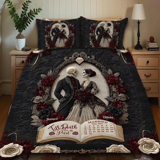 Till Death Do Us Part - Personalized Skull Quilt Set