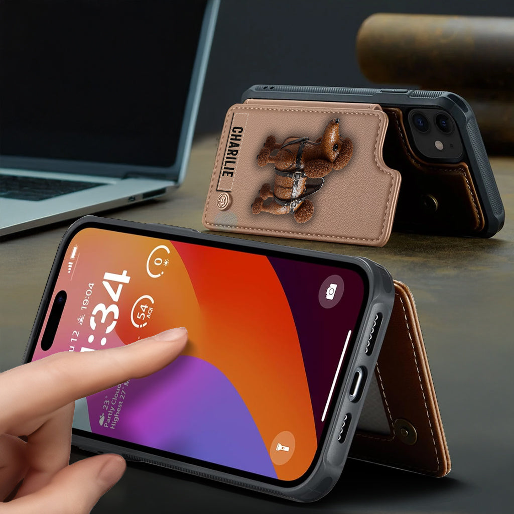 Étui portefeuille personnalisé pour téléphone avec un adorable caniche - Étui pour téléphone à motif chien