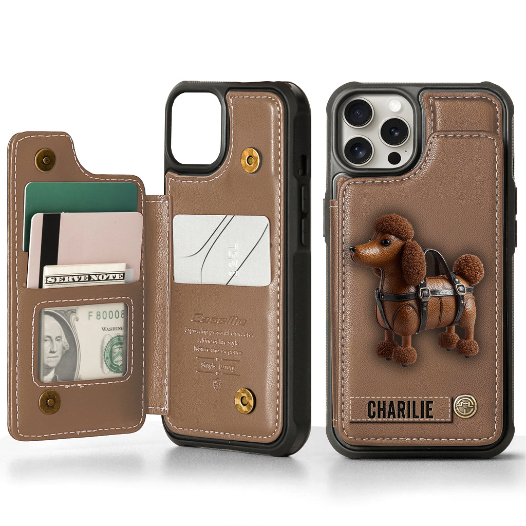 Étui portefeuille personnalisé pour téléphone avec un adorable caniche - Étui pour téléphone à motif chien