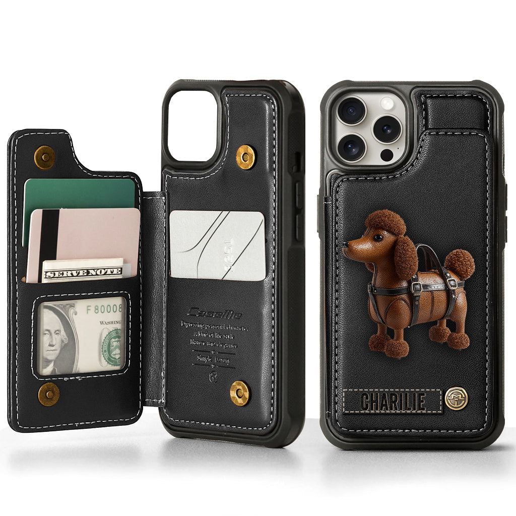 Étui portefeuille personnalisé pour téléphone avec un adorable caniche - Étui pour téléphone à motif chien