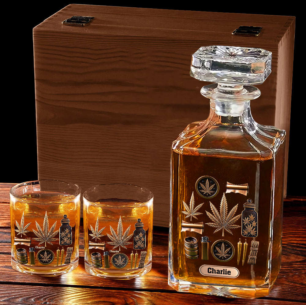 Magic Leaf - Coffret carafe à whisky au cannabis personnalisée
