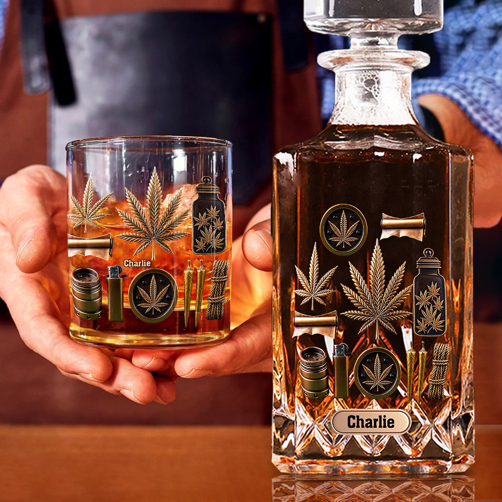 Magic Leaf - Coffret carafe à whisky au cannabis personnalisée