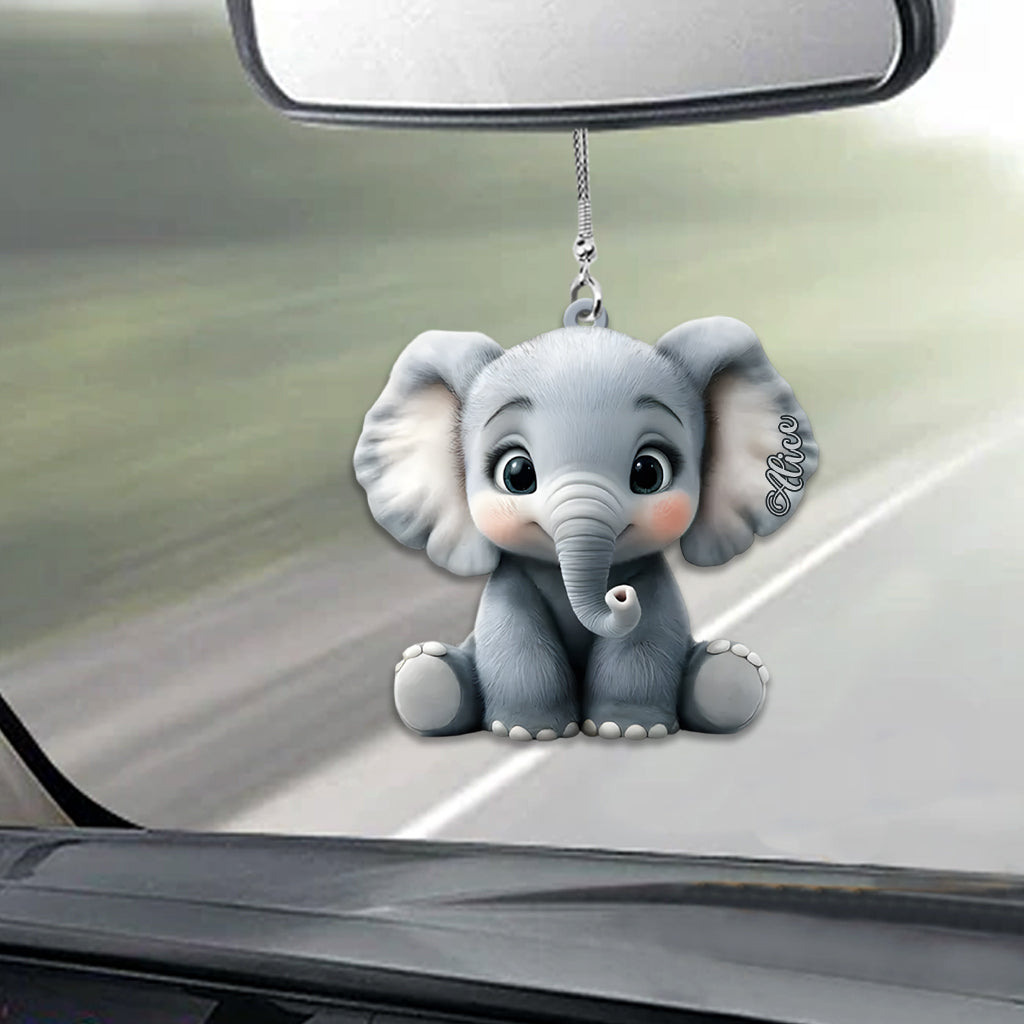 Cute Baby Elephant - Personalized Elephant Car Ornament