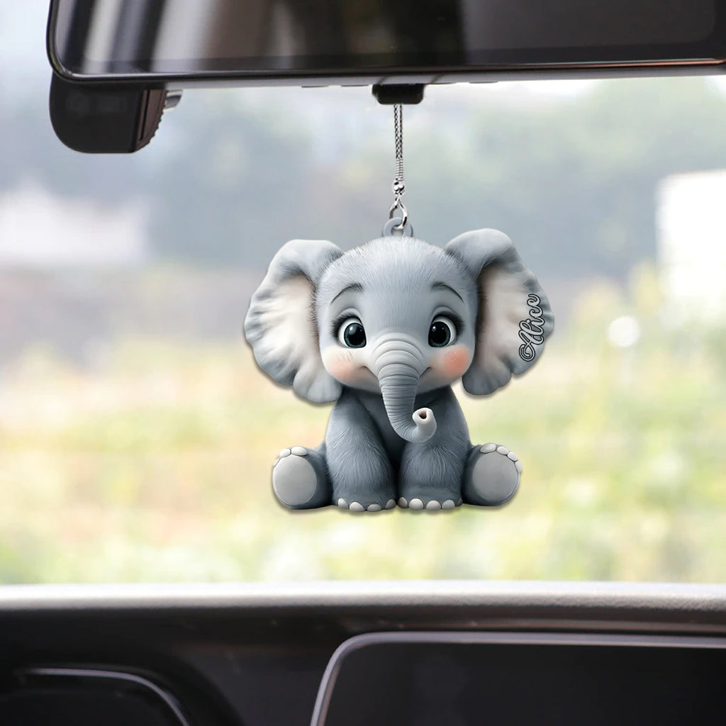 Cute Baby Elephant - Personalized Elephant Car Ornament