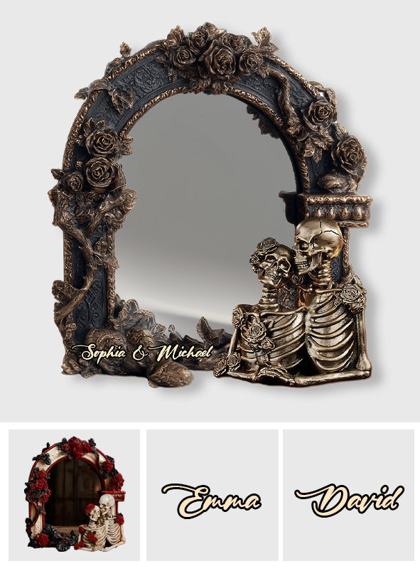 Couple Romantique Gothique - Miroir Mural Personnalisé Tête de Mort