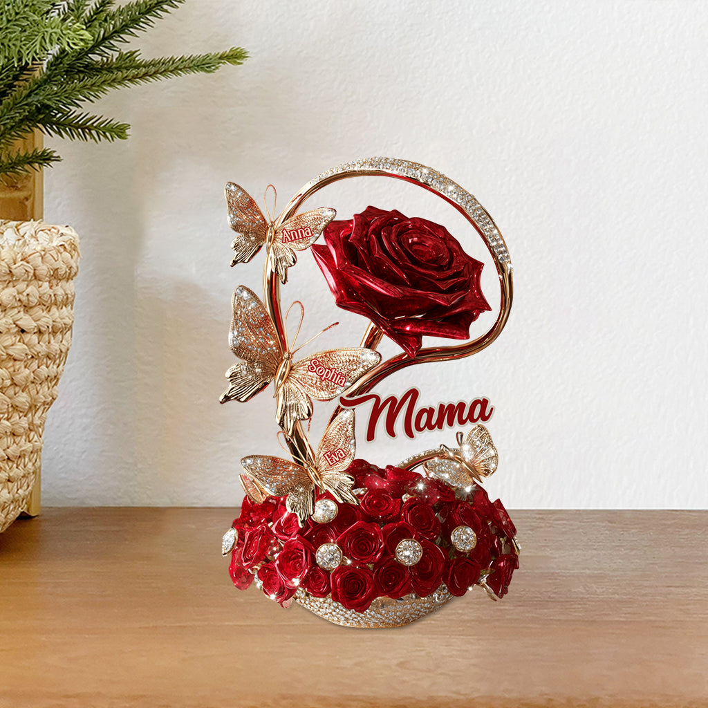 Belles roses pour maman, grand-mère… - Plaque acrylique personnalisée en forme de mère