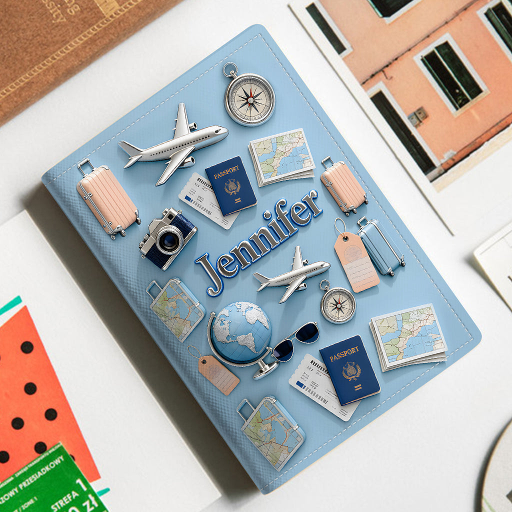 Une fille qui aime voyager - Porte-passeport de voyage personnalisé