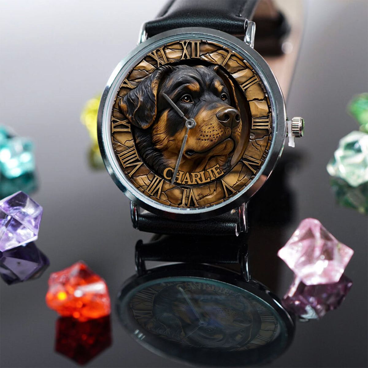 Montre-bracelet personnalisée pour chien Brave Rottweiler