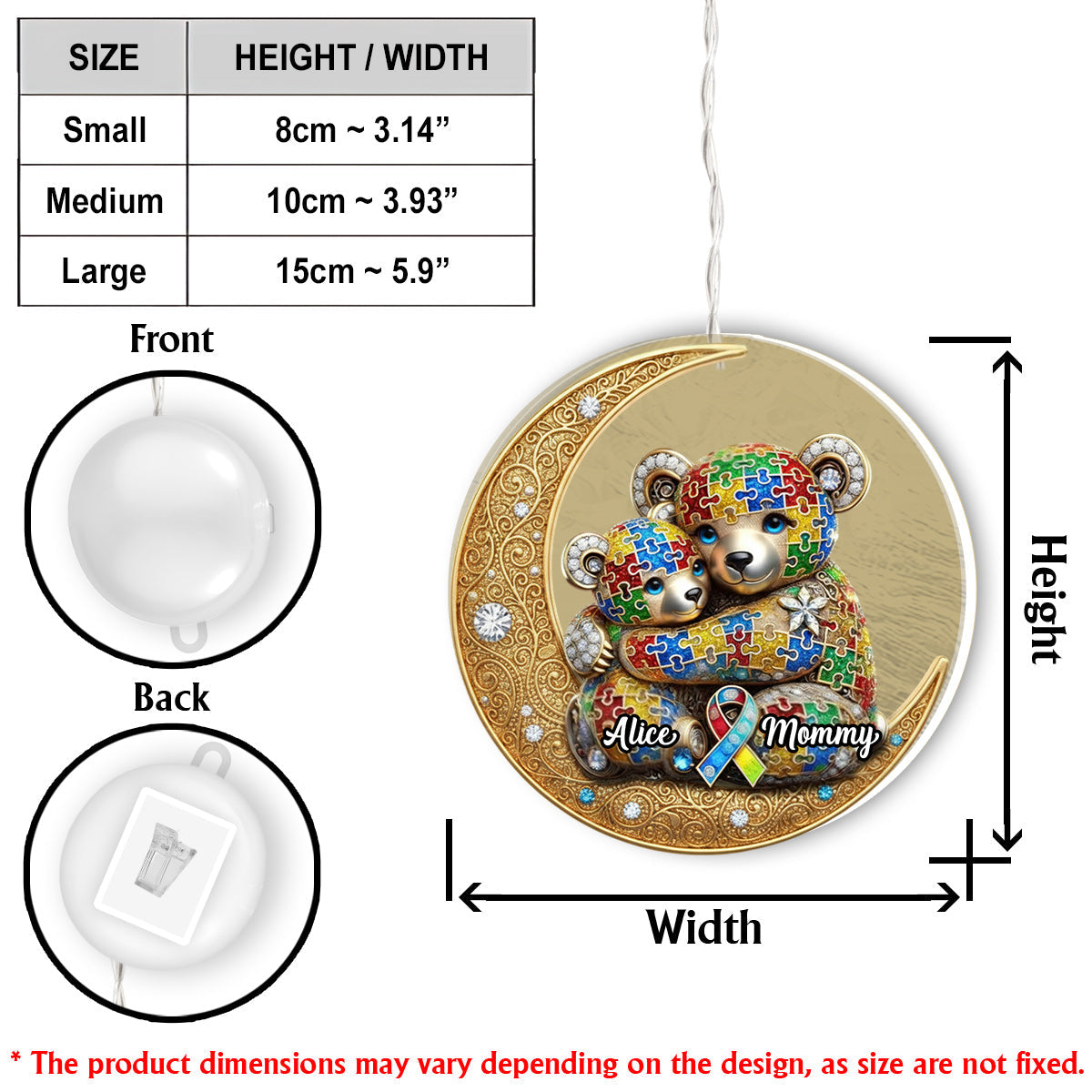 Maman Forte - Ornement lumineux LED personnalisé pour la sensibilisation à l'autisme