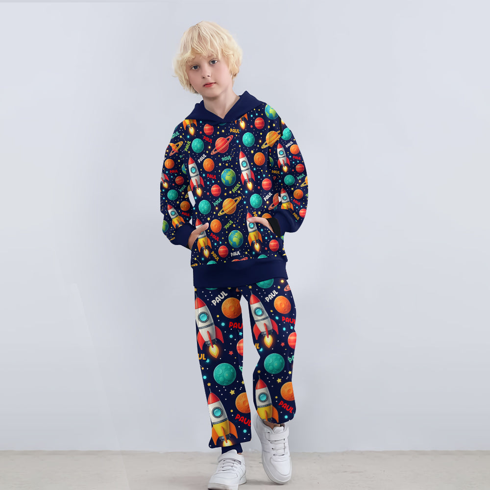 Vaisseau spatial - Sweat à capuche et pantalon de jogging personnalisés pour enfant