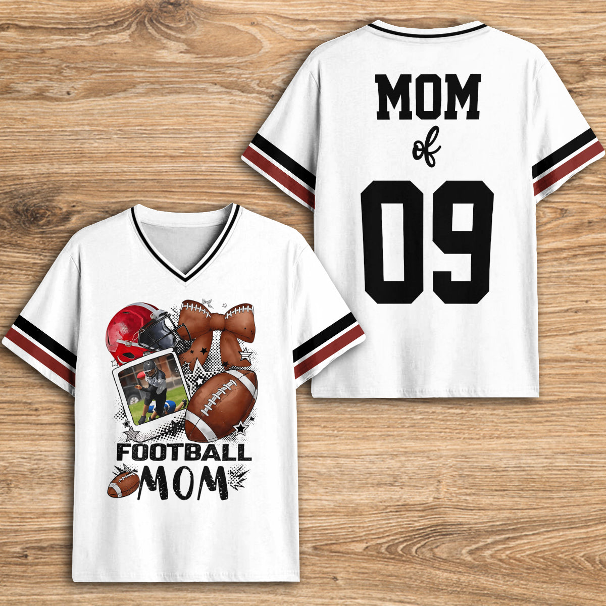Football Mom/ Dad/ Nana/ Papa/ Uncle/ Aunt.... - Personalized Football Fully Printed V-Neck T-Shirt