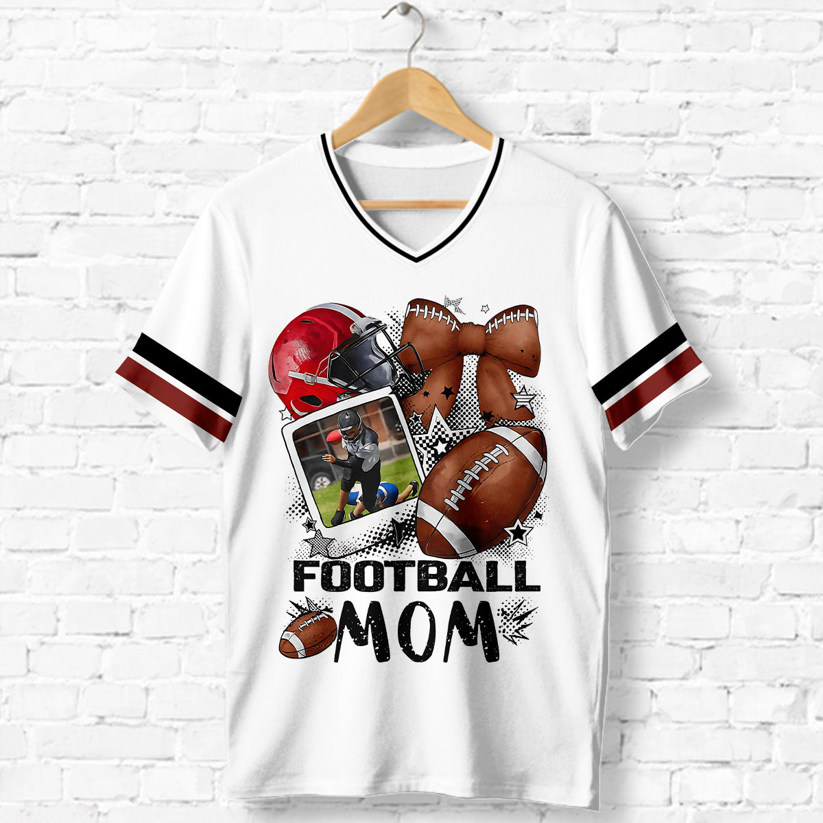 Football Mom/ Dad/ Nana/ Papa/ Uncle/ Aunt.... - Personalized Football Fully Printed V-Neck T-Shirt