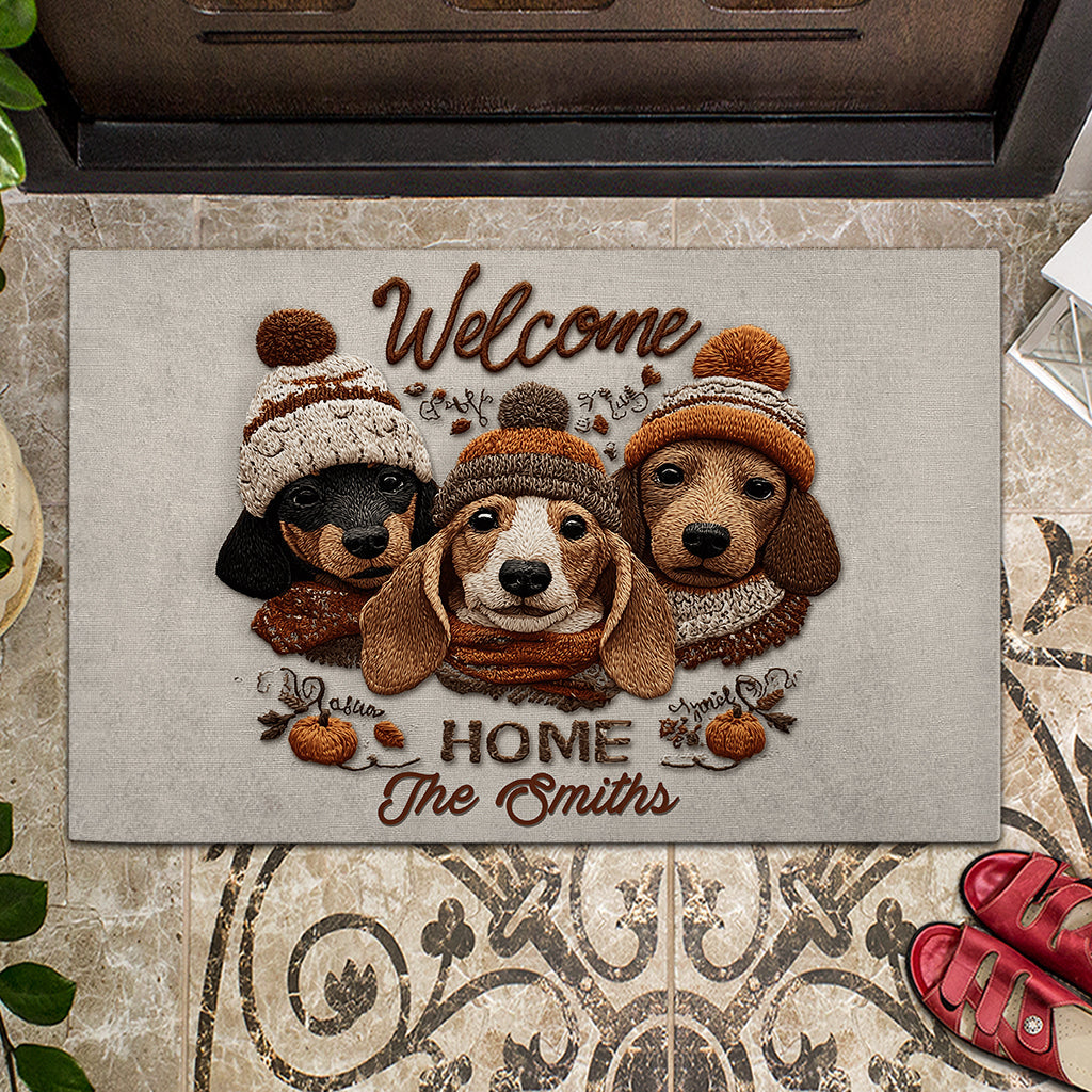 Adorable Dachshunds - Personalized Dachshund Doormat