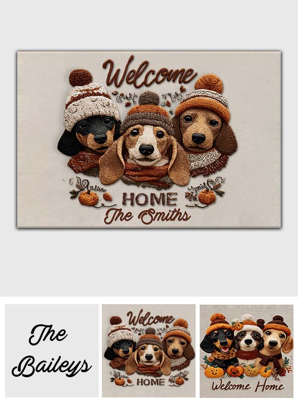 Adorable Dachshunds - Personalized Dachshund Doormat