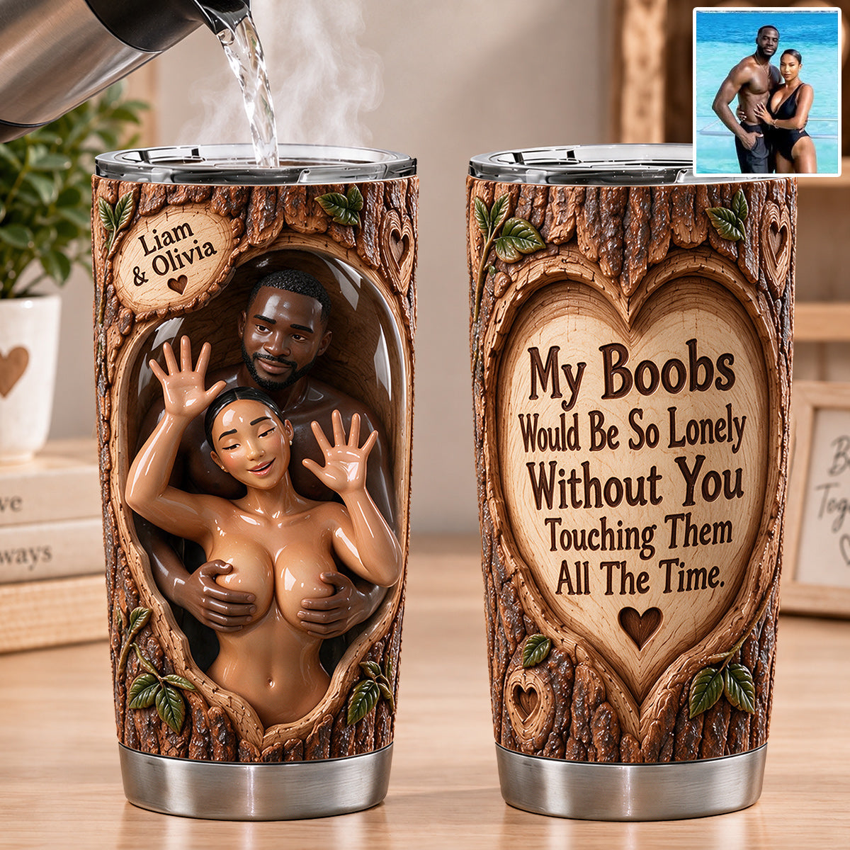 Funny Naughty - Personalized Spicy Couple Tumbler