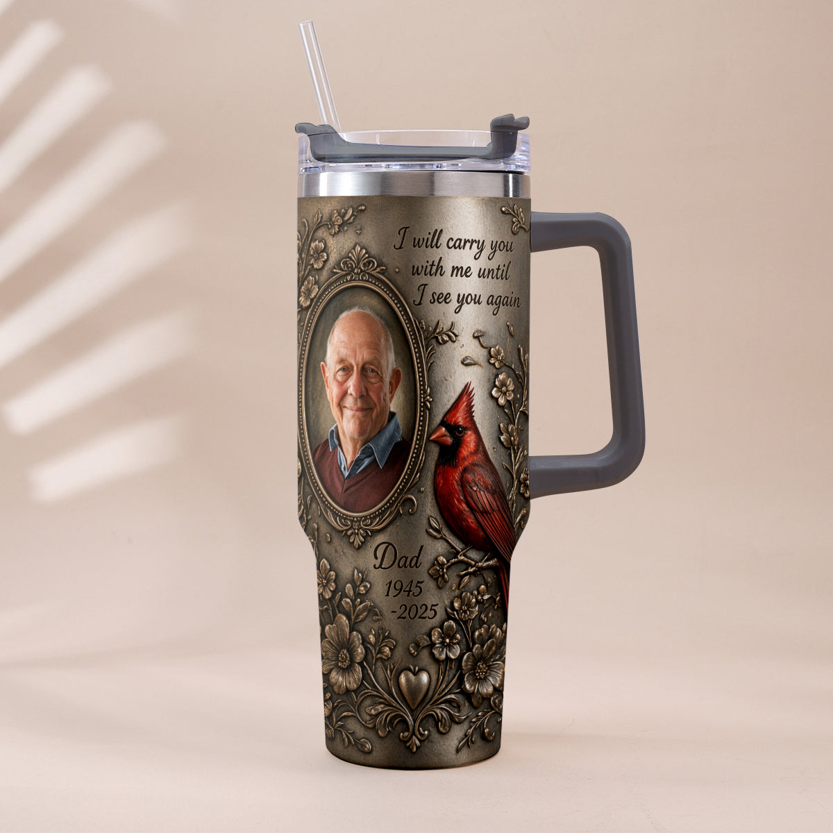 I Will Carry You With Me - Personalized Memorial Tumbler With Handle